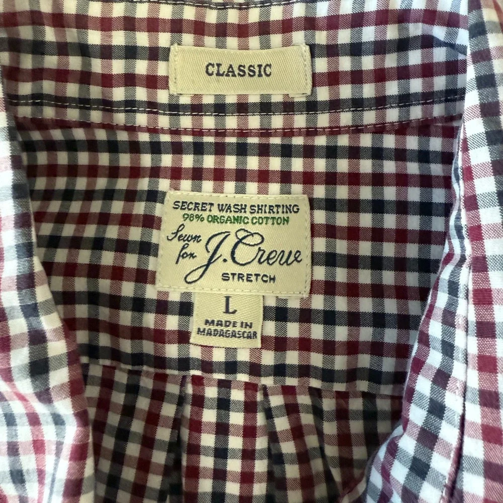 J. Crew Classic Fit Gingham Button Down Shirt Men's Size L Cotton Stretch‎